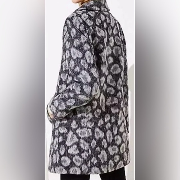 LOFT LEOPARD ANIMAL PRINT WOOL BLEND GRAY BLACK COAT JACKET WOMENS SIZE MEDIUM - Picture 2 of 9